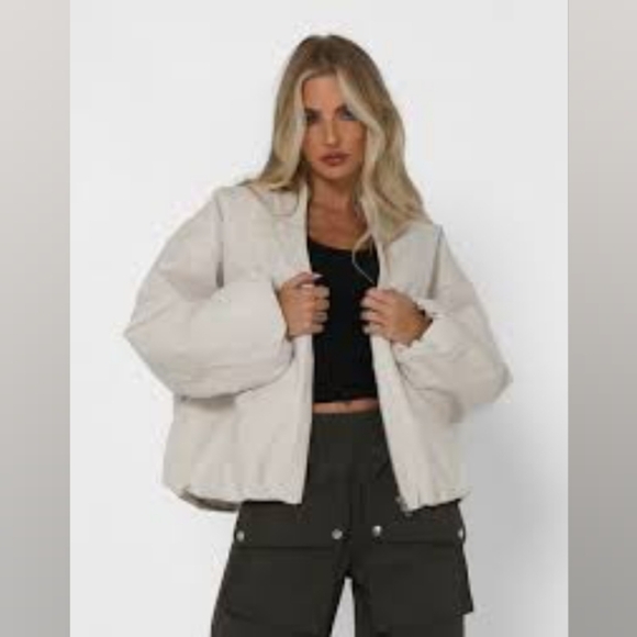BY.DYLN Jackets & Blazers - By Dyln Atticus Oversized Puffer Coat Faux Leather Bomber Jacket, Size M